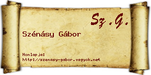 Szénásy Gábor névjegykártya